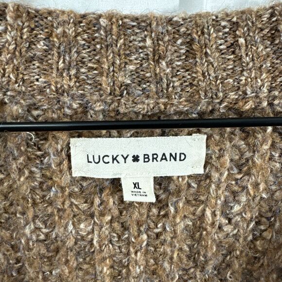 Lucky Brand Brown Oversized Chunky Knit Shaker Cardigan Womens Size XL Fall - Picture 3 of 10